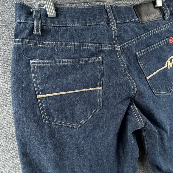 VTG Mecca Jean Shorts Jorts Denim Urban Dark Wash Cotton Y2K Adult ACTL 32X13 - Picture 6 of 16